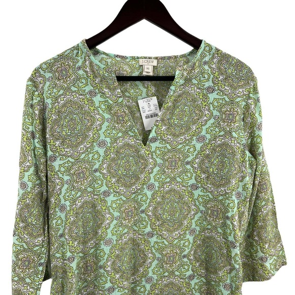 J Crew Green Printed Tunic Size XS New - Picture 2 of 6